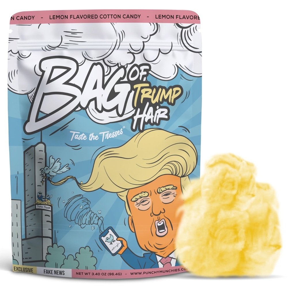 Bag of Trump Hair Cotton Candy – Lemon-Flavored Gag Gift Funny Novelty